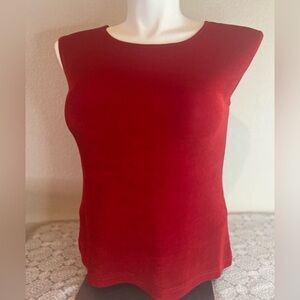 Coldwater Creek~Bright Red~Stretch~Sleeveless~Bateau Neck~Lightweight Top~Size M